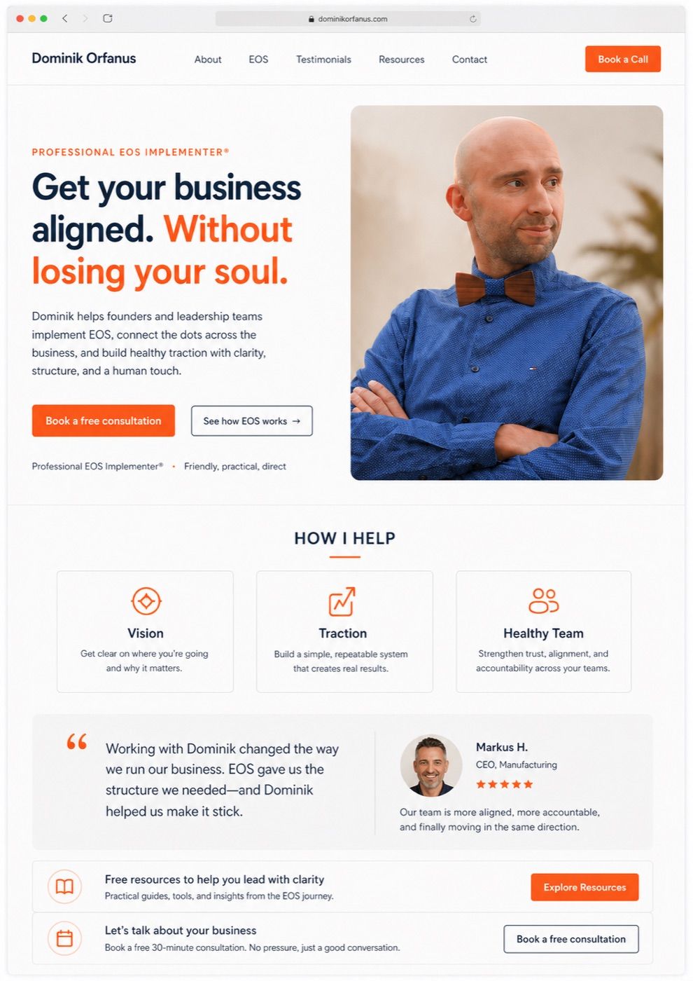 Single design-direction image with hero composition, type, and color cues for the new Orfanus site.