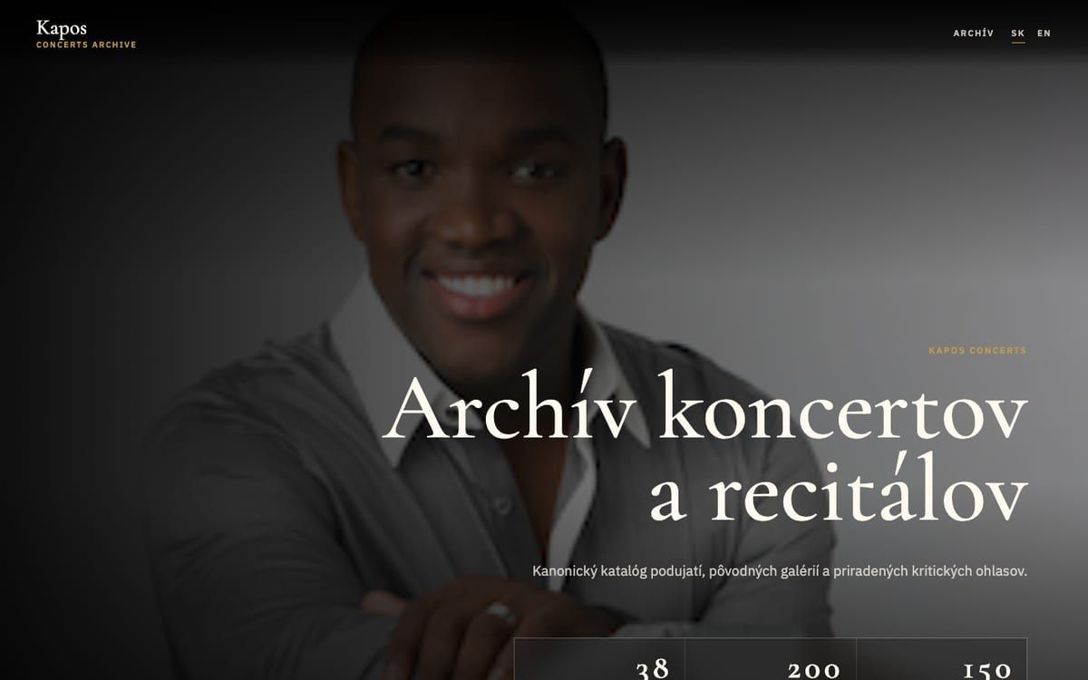 Screenshot webu Kapos s archívom koncertov.